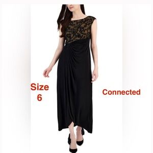 Connected Apparel Black Asymmetrical Lace Dress